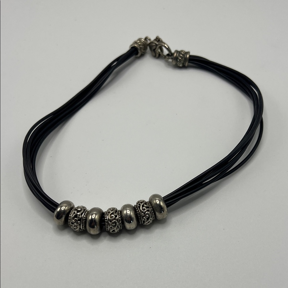 Brighton Tolero Black Silver Charm Choker Necklace